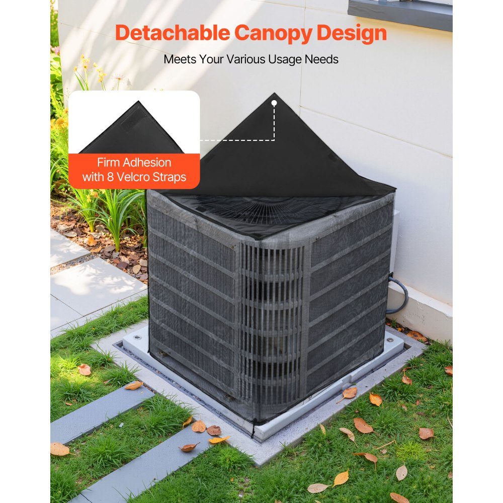 Klimaanlagen-Abdeckung, 812 x 812 x 914 mm, Schutzhülle, zweilagige Schutzhülle, abnehmbares Dach, wasserdicht, Polyester, universeller HVAC-Schutz für Außenklimaanlagen, Schwarz