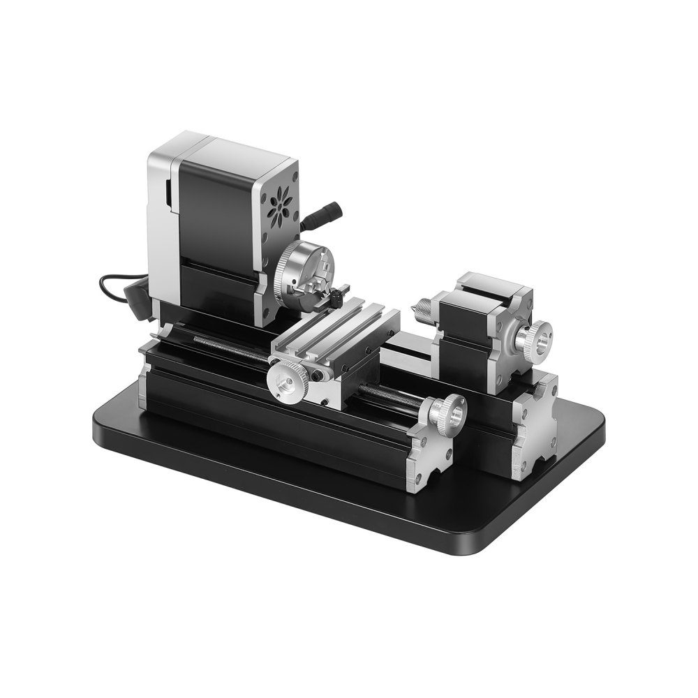 Mini-Metalldrehmaschine 70x130 mm, Fräsmaschine 20000 U/min, 36 W Hochleistungsmotor, 3-Backenfutter, didaktische Metalldrehmaschine mit Schutz für die Bearbeitung von Präzisionsteilen
