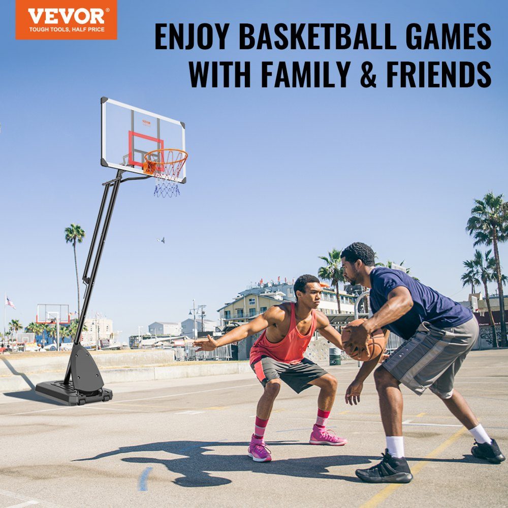 Basketballkorb Outdoor-Basketballkorb mit Ständer 232-305 cm höhenverstellbar, Φ 483 mm Basketballständer mit Rollen, Basketball-Set für Kinder & Erwachsene Ständer & befüllbarer Sockel Schwarz