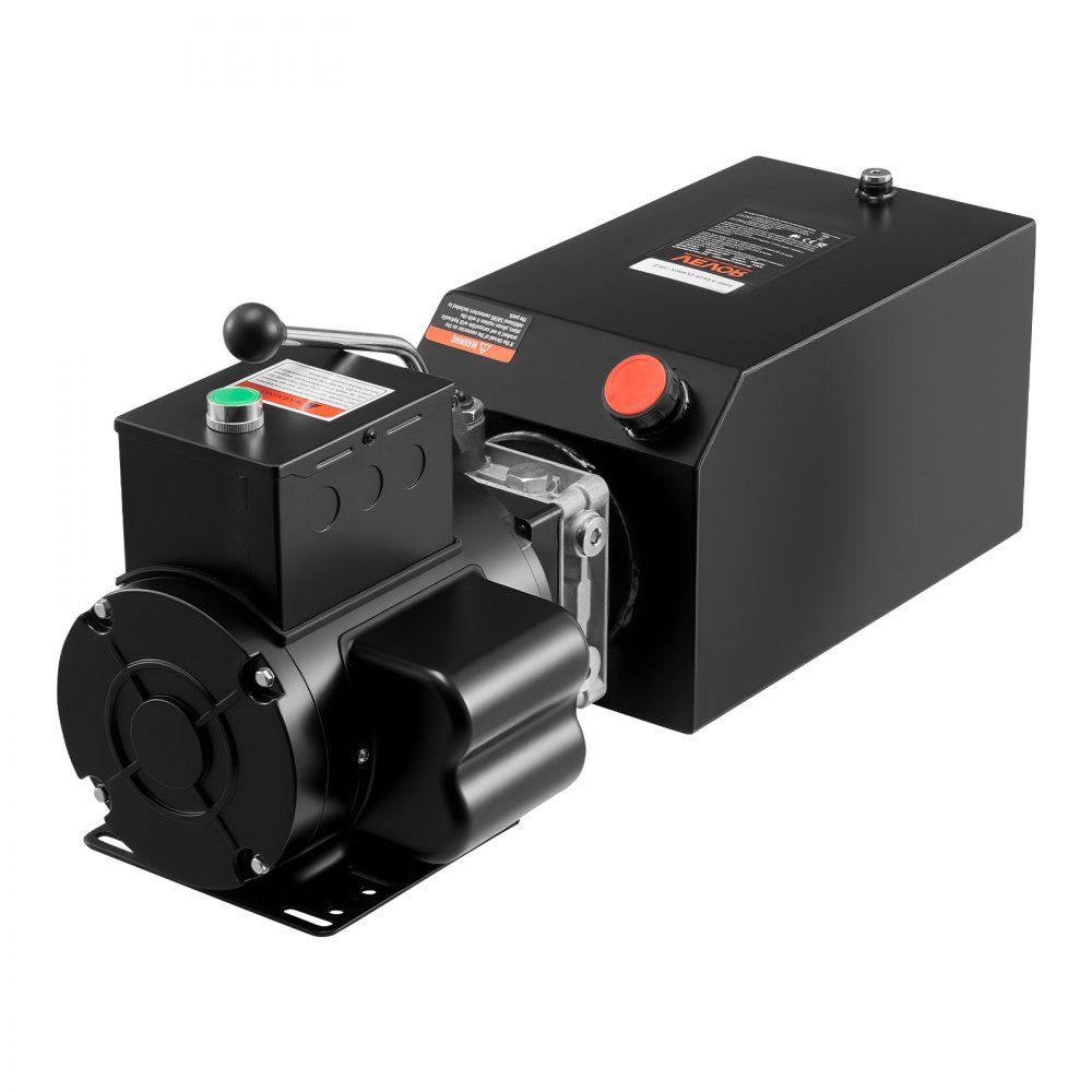 Hydraulic Pump Hydraulic Units AC 220V, 15Qt Single Acting Hydraulic Unit, 6.3L/min Oil Flow, Max Delivery Pressure 22MPa for Dump Trucks, Automotive Workshops, Lifts, Black