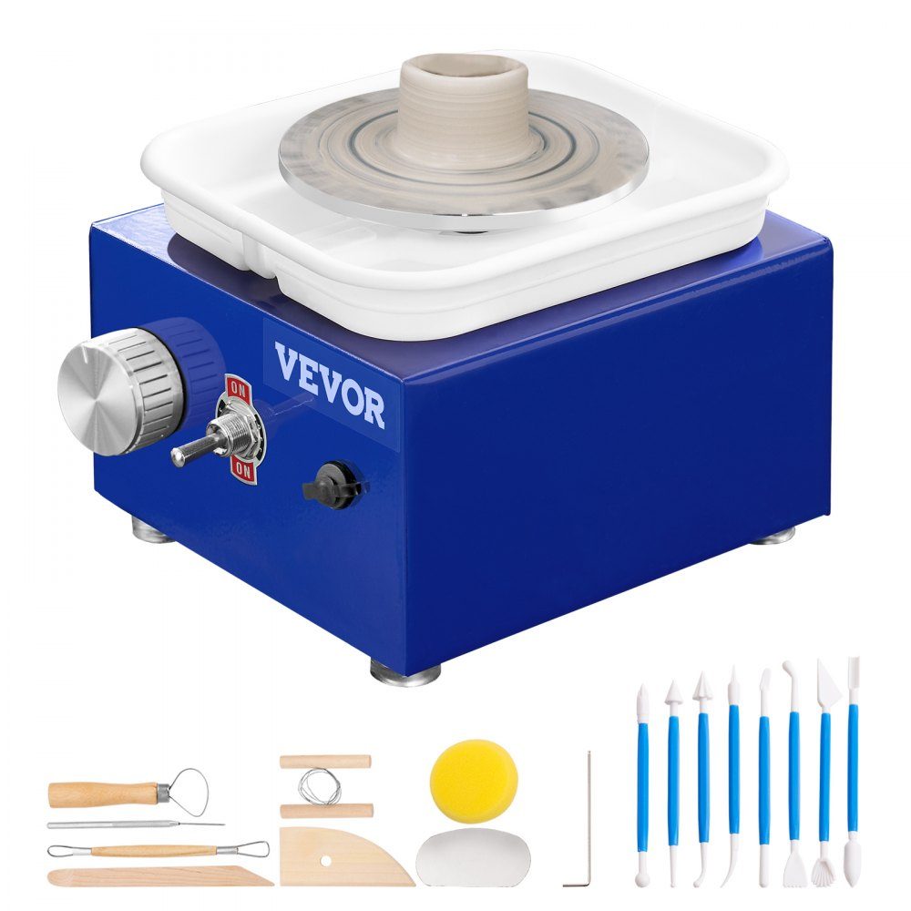 Pottery Wheel Ceramic Wheel 30W Blue Electric Pottery Wheel 10cm 300RPM Pottery Wheel Molding Machine with Apron Suitable for Beginners, Enthusiasts etc