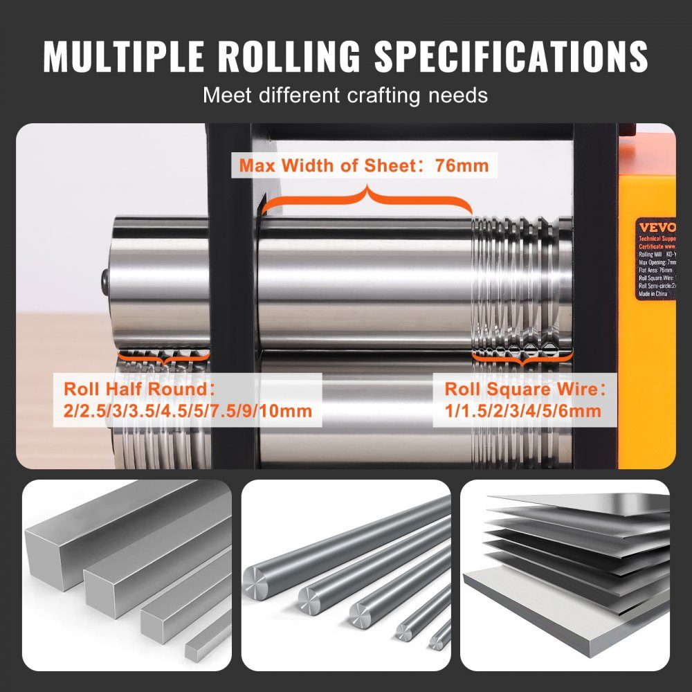 3 in 1 hand rolling mill machine 76mm combination rolling mill, hand rolling mill jewelry rolling mill adjustable thickness 0.1-7mm, hand rolling mill machine for gold, K-gold, pure silver, 925 silver etc