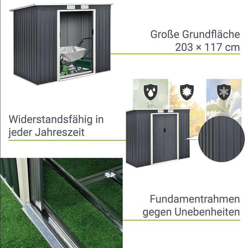 Gartenhaus Geräteschuppen Geräteschuppen aus Metall mit Schuppendach XL