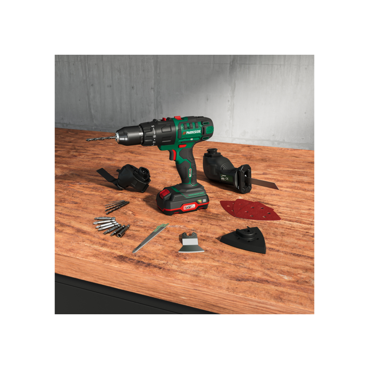 Appareil combiné alimenté par batterie PARKSIDE® 20 V PKGA 20-Li C2, kit de démarrage 3 en 1, avec batterie et chargeur