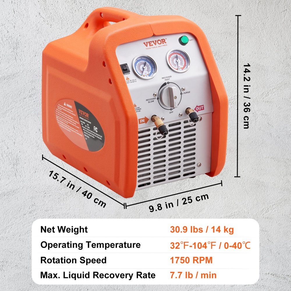 Two-cylinder refrigerant suction device refrigerant suction station 1 HP refrigerant suction device refrigerant recovery machine 220-240V 3.49kg/min