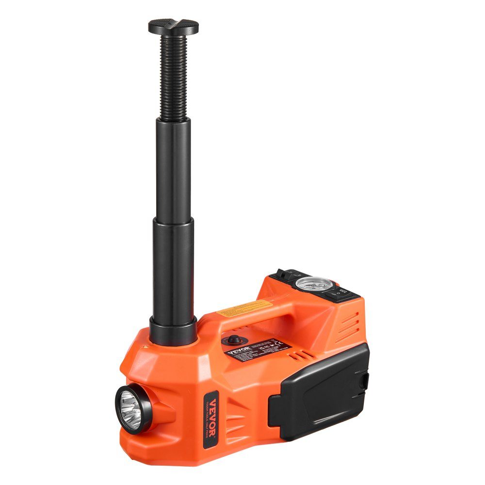 Cric électrique de voiture 5T avec pompe intégrée, changeur de pneu réglable 12 V de remplacement avec marteau de sécurité et lumière LED, ensemble de cric portable pour berline SUV camion