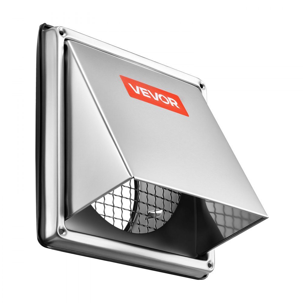 Ventilation grille made of stainless steel, 162x162x121mm, exhaust hood, weather protection grille, weather protection hood, exhaust grille with integrated protective grille, for home, bathroom, garage, kitchen, basement (silver)