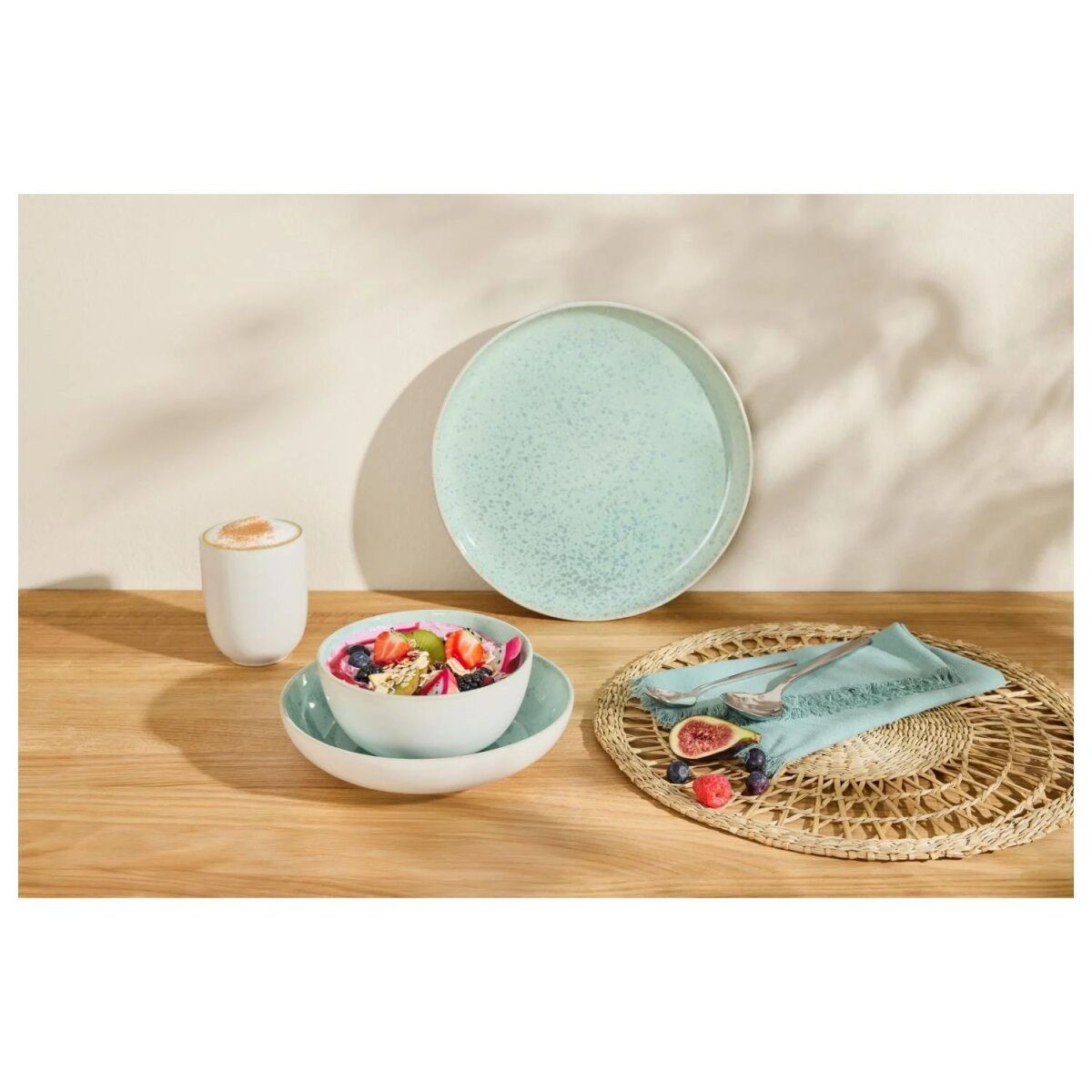 SILVERCREST® “Porto” tableware set, 24 pieces (green)