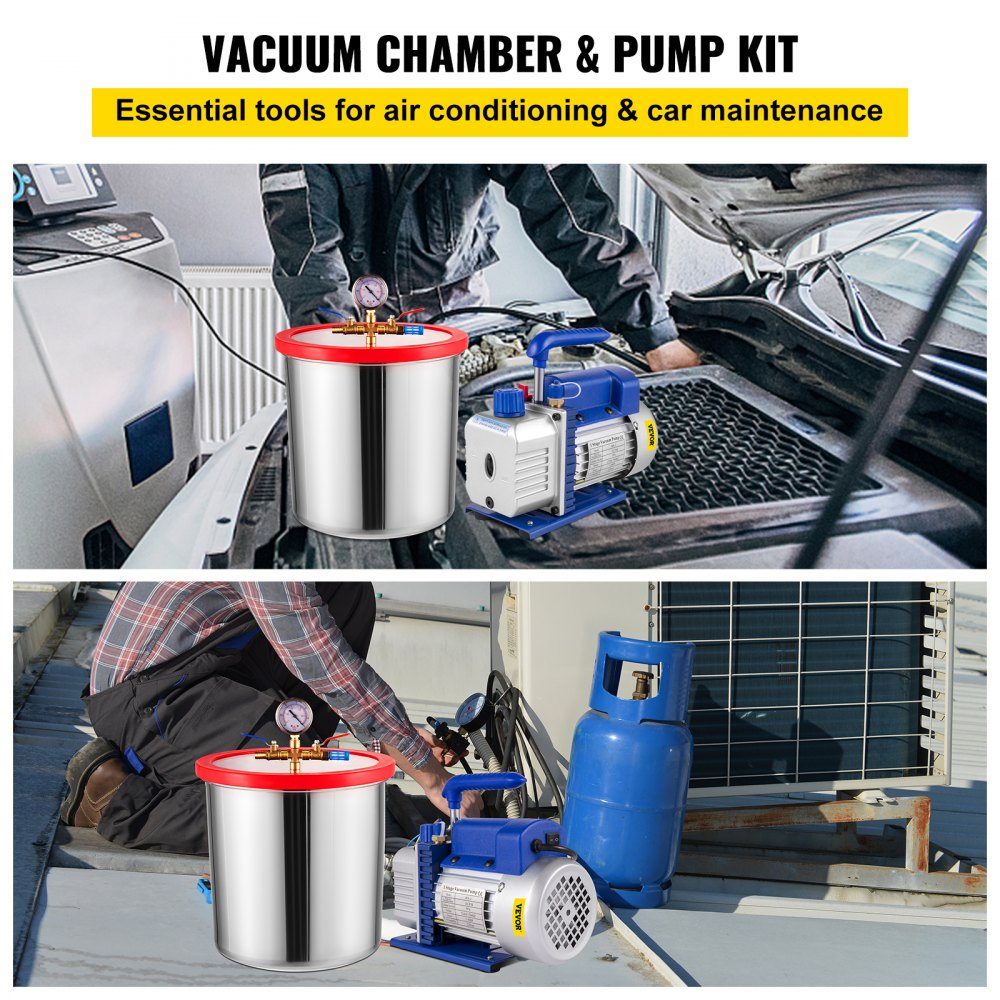 3CFM Vacuümpompmeter Airconditionerkit Koelvacuümpomp met vacuümkamer van 5 gallon