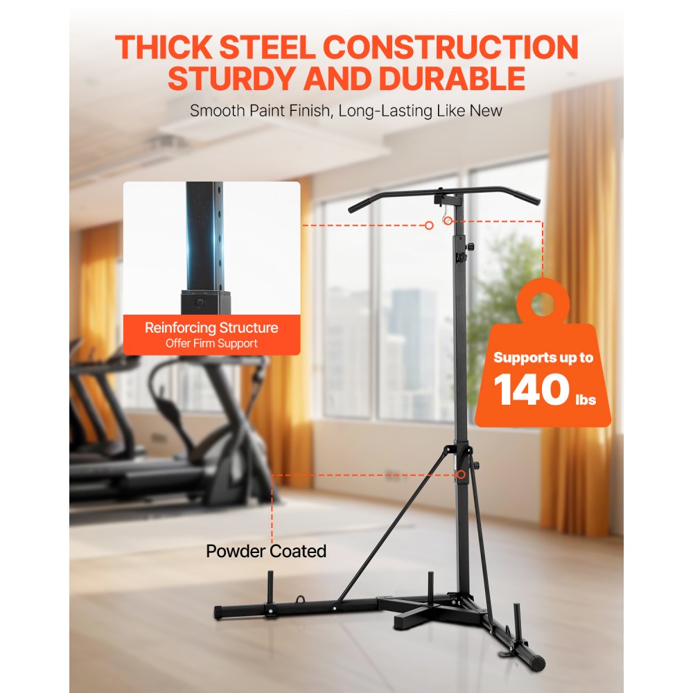 2-in-1 bokszakstandaard trainingsapparaat zandzakframe van staal, in hoogte verstelbare bokszakhouder met optrekstang (draagvermogen 65 kg), vrijstaande fitnessapparatuur voor in de sportschool zwart 2-in-1 bokszakstandaard trainingsapparaat zandzakframe van staal, in hoogte verstelbare bokszakhouder met optrekstang (draagvermogen 65 kg), vrijstaande fitnessapparatuur voor in de sportschool zwart