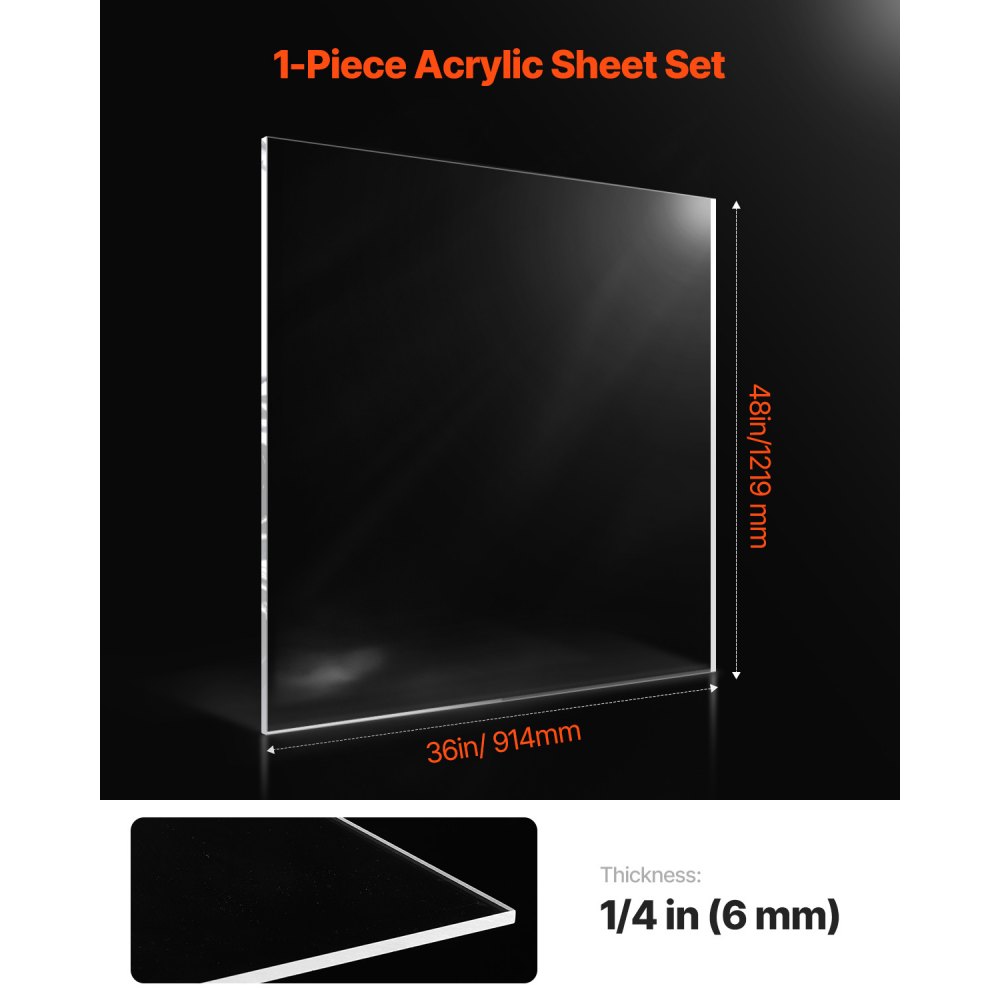 Feuille acrylique en plexiglas, feuille de plastique, 914 x 1219 mm, 6 mm d'épaisseur, verre en plastique moulé transparent pour projets d'artisanat, verre de remplacement pour cadres photo, affichage DIY, facile à couper Feuille acrylique en plexiglas, feuille de plastique, 914 x 1219 mm, 6 mm d'épaisseur, verre en plastique moulé transparent pour projets d'artisanat, verre de remplacement pour cadres photo, affichage DIY, facile à couper