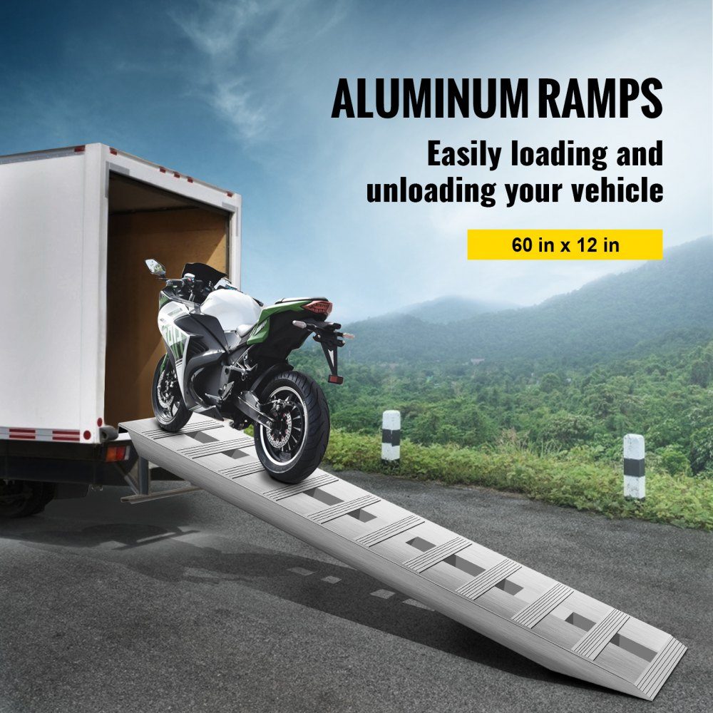 1520 x 305 mm aluminium oprijplaten, 2 stuks ATV-oprijplaten, laadrampen, laadvermogen van 2722 kg, tot 406 mm laadhoogte – Artikelnr. HT-22252