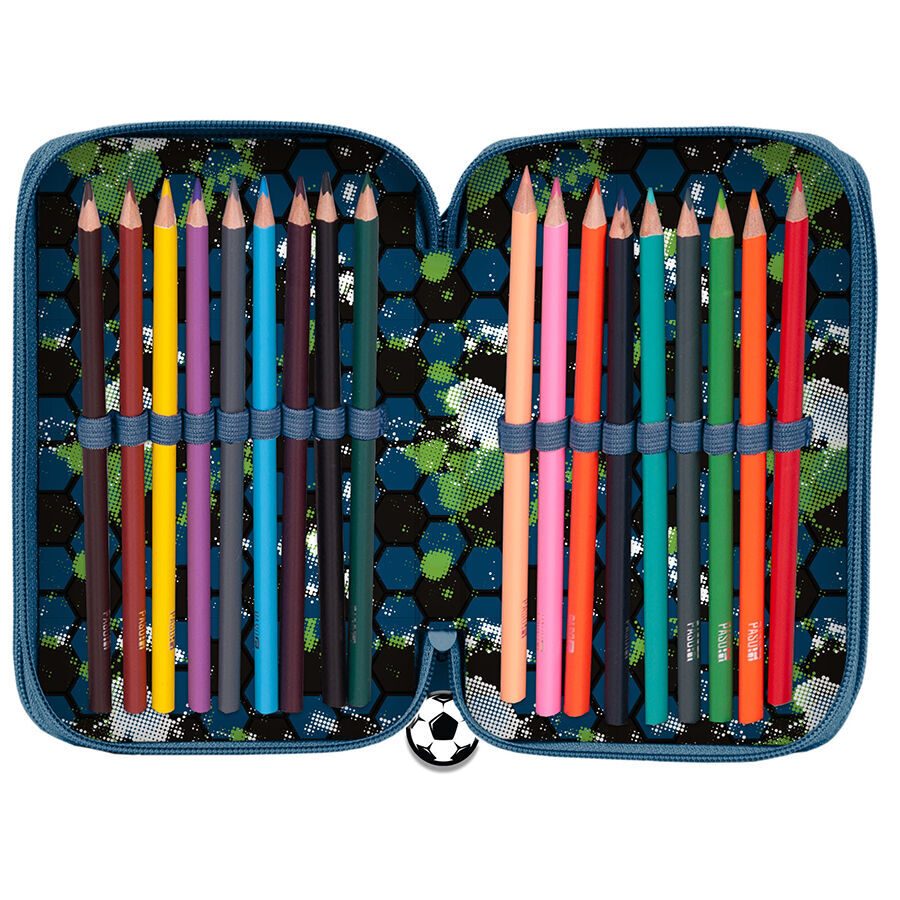 Trousse à crayons 3 compartiments et accessoires de football