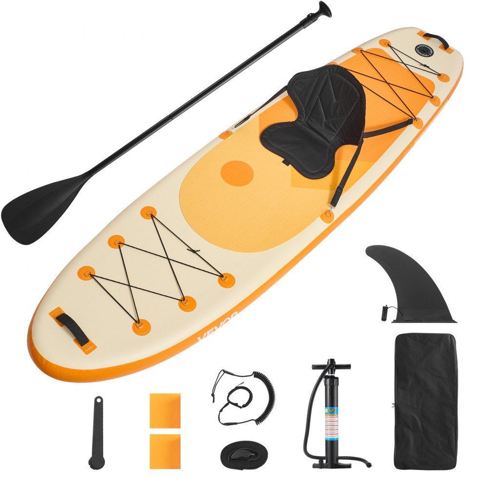 Inflatable Stand Up Paddle Board (323 x 83.8 x 15.2 cm) Paddle Board with Seat Complete Set Including Pump, Paddle Fin Backpack, Ankle Leash Strap for Teens and Adults