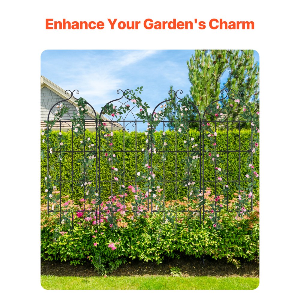 Rankgitter für Kletterpflanzen, 51 x 180 cm, 4er-Set, rostfreies Metallgitter für Gartenblumen, Rankgitter für Rosen, Rankhilfe, Gurkenstütze, dekoratives Clematis-Rankgitter für Innenhöfe und Rasenflächen