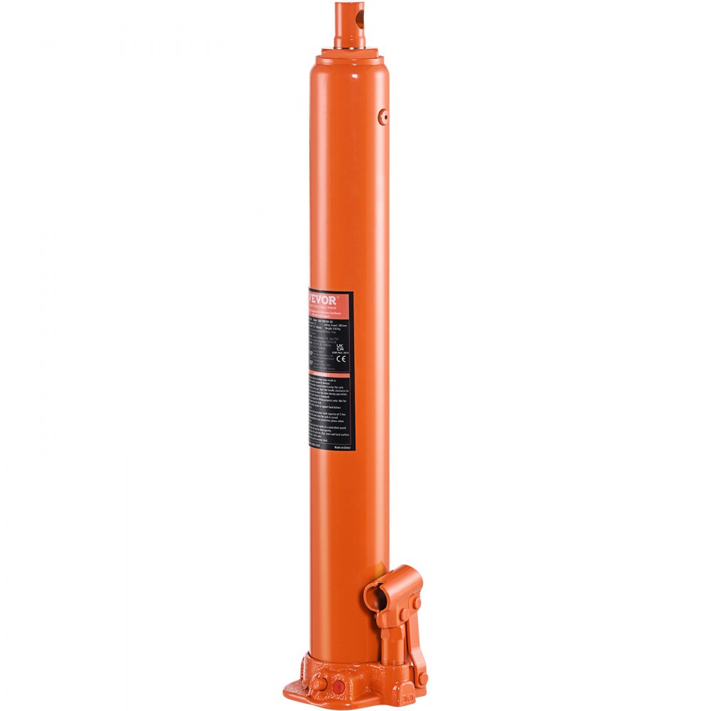Cric hydraulique long, cylindre de levage de moteur 4T avec pompe à piston unique et base plate, cric-bouteille hydraulique pour ascenseurs de moteur, grues de garage/magasin, ferme, etc.