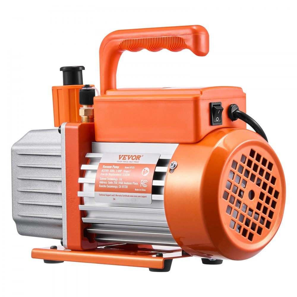 3,5 CFM AC-Vakuumpumpe und Manometer-Kit, einstufige Drehschieber-HVAC-Luftvakuumpumpe, A/C-Kältemittelverteiler-Manometer-Kit, mit Schläuchen, Klimaanlagenkühlung für R134a, R12, R22, R502a