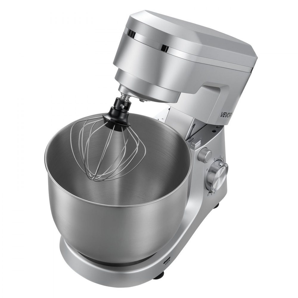 Knetmaschine Küchenmaschine zum Backen, 1500-W-Teigmaschine mit Edelstahlschüssel (5,7 l) & Knethaken & Rührbesen & Schneebesen, 10-Gang-verstellbarer Kippmixer Standmixer