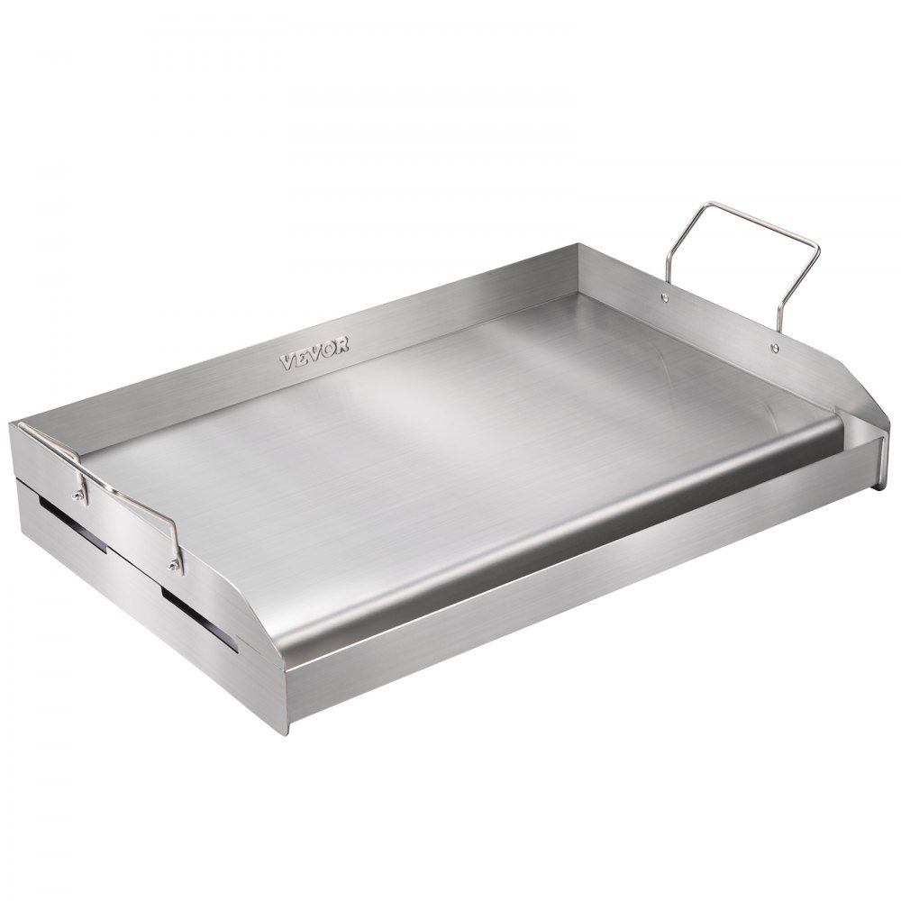 Plaque de gril 430 en acier inoxydable 58,7 x 39,5 x 9,9 cm - Plaque de gril universelle de 2 mm d'épaisseur utilisable, plaque de gril de fête pour barbecue en plein air avec poignée gril à gaz pour gril à gaz, gril à charbon et accessoires de gril élect