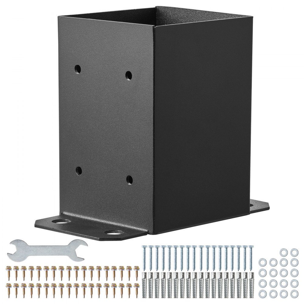 Set of 4 Screw Sleeves 96 x 140 x 163mm Carbon Steel Post Base with Spray Coating Installation on Concrete or Wooden Floors Post Shoe Post Ideal for Pergolas Porch Railings