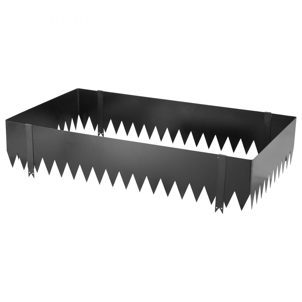 Rasenkanten 6er Pack, 1016x254 mm, Beeteinfassung aus verzinktem Stahl, inkl. 8 Befestigungsklammern, Beeteinfassung, Rasenbleche, Mähkante Metallpalisade für Beete und Gartenwege, schwarz