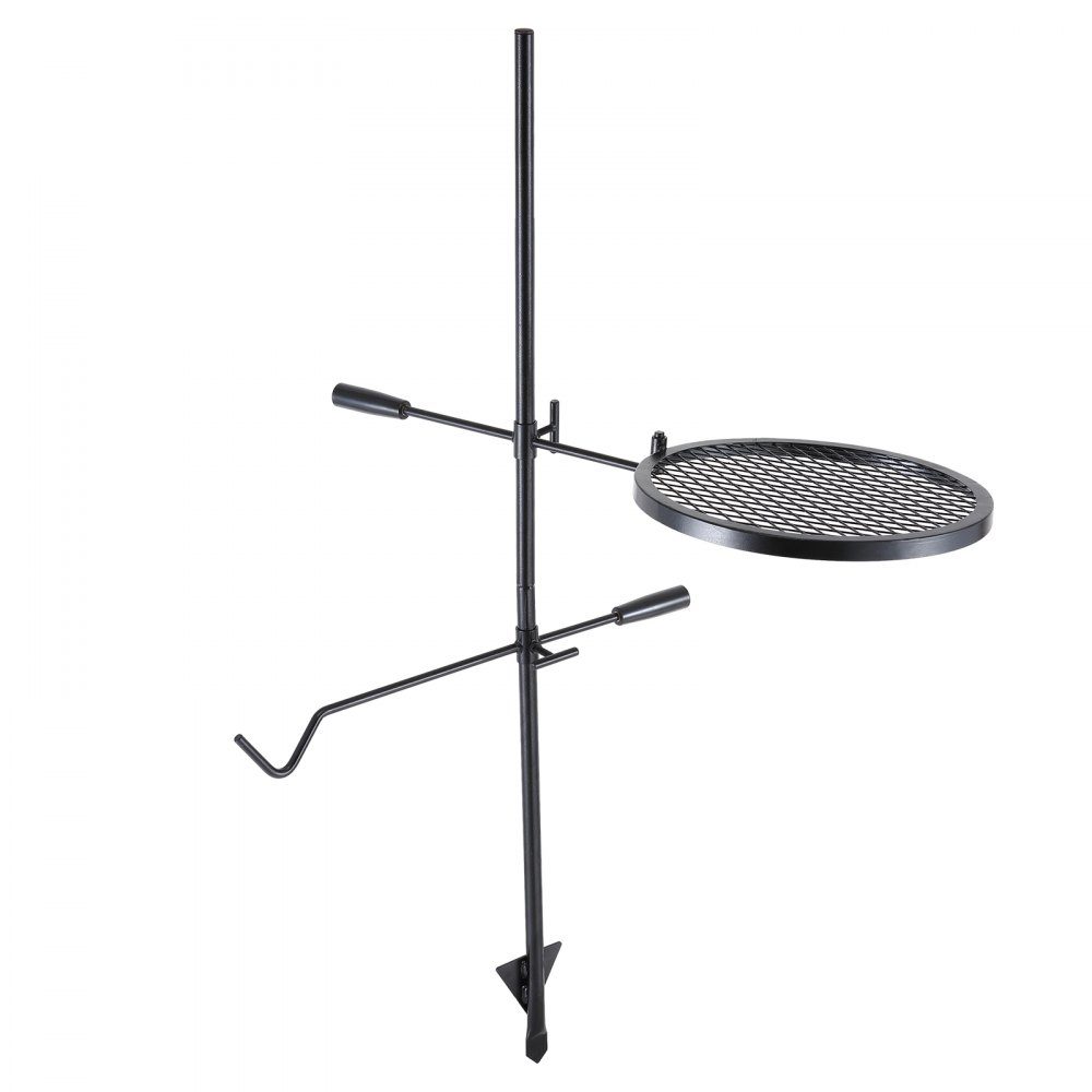 Drehspieß-Schwenkgrill aus Stahl 360 x 360 mm, Holzkohlegrill, doppellagiger Grillrost, Grillrost, 6 kg Tragkraft, 300 ℃, freistehender Spießbratengrill, BBQ-Grill, Grillwagen, Grill im Freien