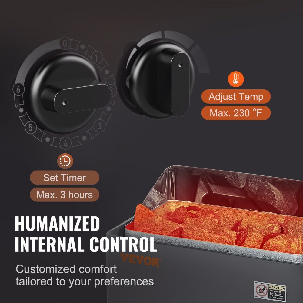 Sauna Heater 8kW 400V 3N Portable Indoor Outdoor Sauna Heater with 3 Hour Timer Built-in Control for 8-12m³ Commercial Hotel Spa Use Shower Max 110°C