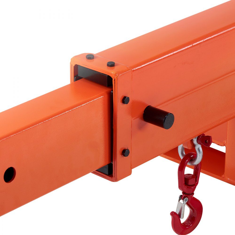 Kranarm für Gabelstapler 2495 kg, Gabelstapler-Lastarm mit 2 360°-Schwenkhaken, manueller 3-stufiger Teleskoparm für 1200–1867 mm Ausfahrbereich, Gabelstaplerkranzubehör für Baustellen-Fabriklager