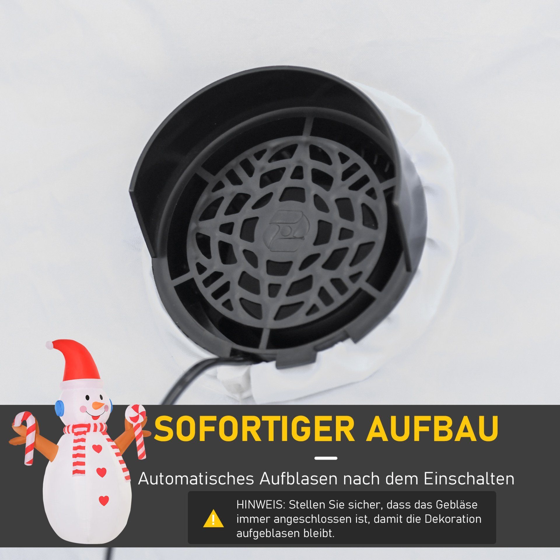 Décoration de Noël, bonhomme de neige gonflable avec gyrophares et accessoires