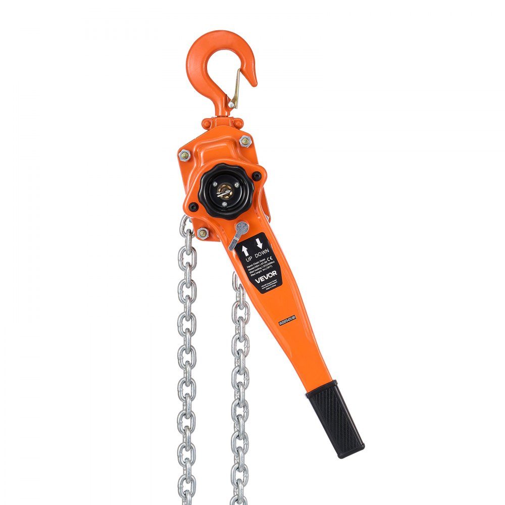 Lever Hoist 1.5T Capacity Hand Chain Hoist 6m Stroke G80 Alloy Steel Chain with Double Pawl Mechanical Brake 360° Swivel Hooks for Warehouse Construction Garage
