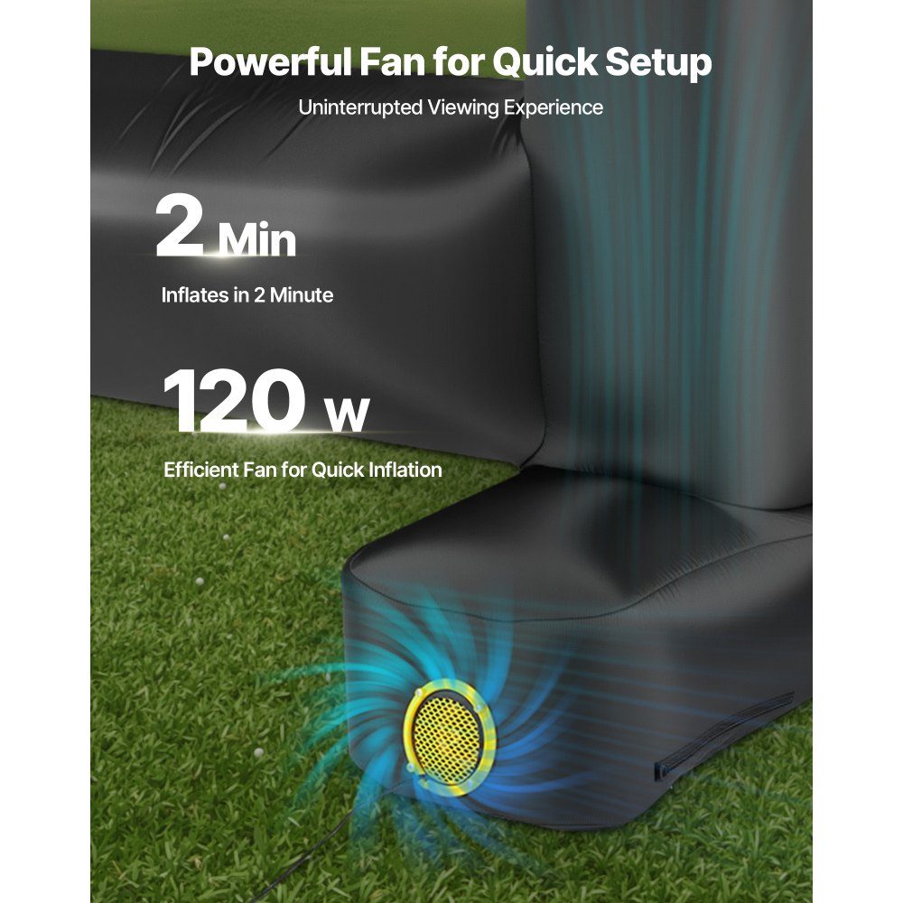 Inflatable Movie Screen, 600D Projection Projector Screen, Projection Screen with Portable Storage Bag, 16:9 Movie Projection for Home Theater Theme Party, Pool Fun (328x130x251cm)