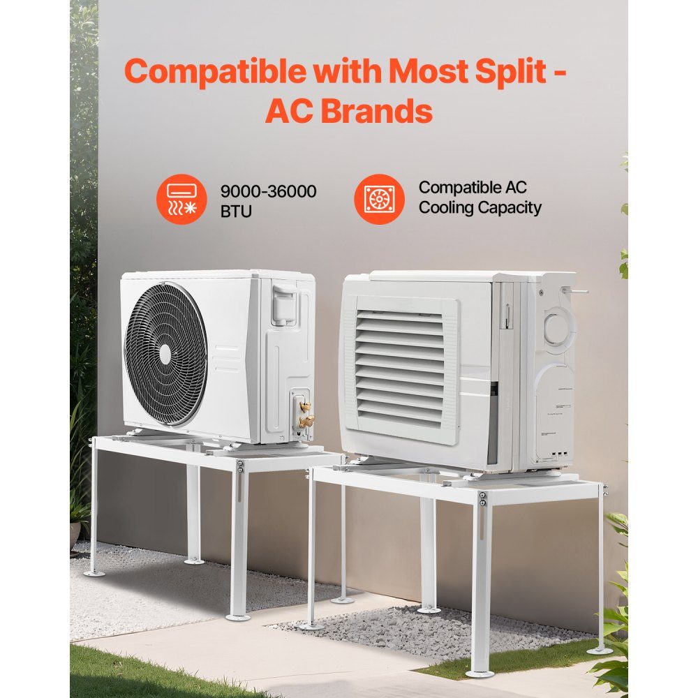 Air Conditioner Floor Stand, Anti-Vibration Mini Split Stand for 9000-36000 BTU Ductless Air Conditioner Heat Pumps, Floor Mount AC Base Bracket with Max 300kg Load Capacity