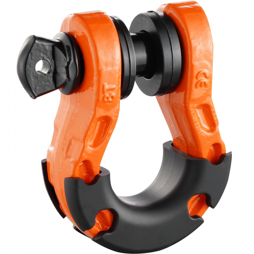 3/4" D-ring beugel, 2 stuks gelegeerde stalen beugels, 30 ton breeksterkte, met 7/8" schroefpen, isolatoren en ringen, zware terreinwagen herstelbeugel voor Jeep Trucks, oranje