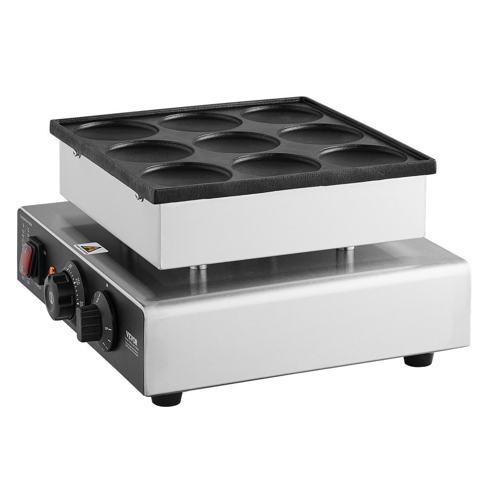 Mini Pancake Machine, Commercial Dutch Mini Pancake Machine, 9 Pieces, 76mm Diameter, Dorayaki Baking Machine, 850W, Temperature and Time Control, in Kitchens, Cafes and Restaurants