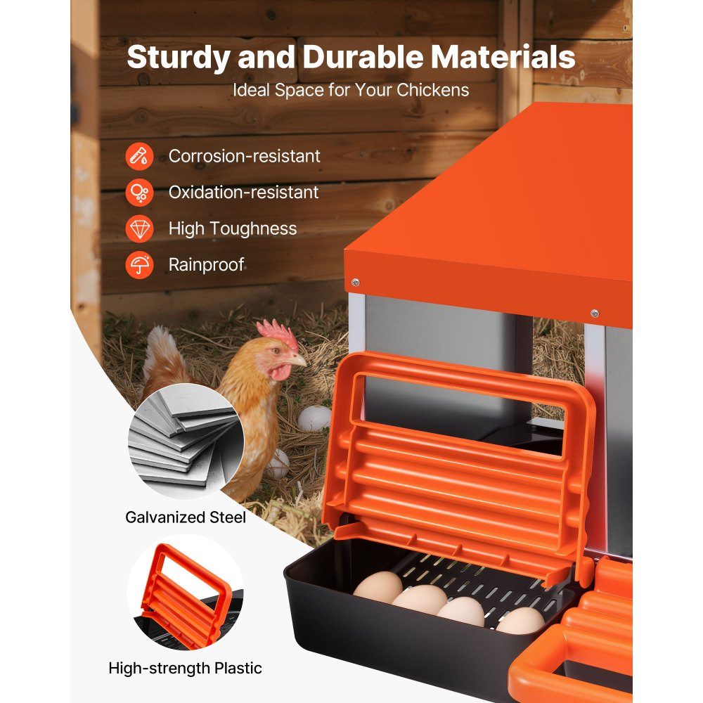 2-tier laying nest 1060x525x800mm, 8 compartments, metal chicken nest with protective collecting lids, poultry nests, roll-off nest, ideal for hens, ducks, chickens & other poultry
