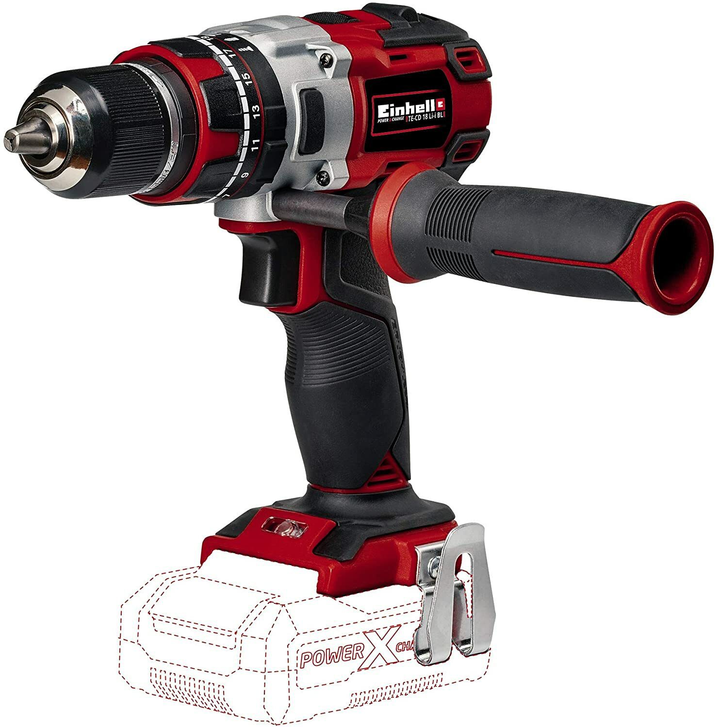 Tournevis sans fil Einhell TE-CD 18 Li-i Brushless Solo Power X-Change (Li-Ion, 18 V, 2 vitesses, 60 Nm, lumière LED, sans batterie ni chargeur)