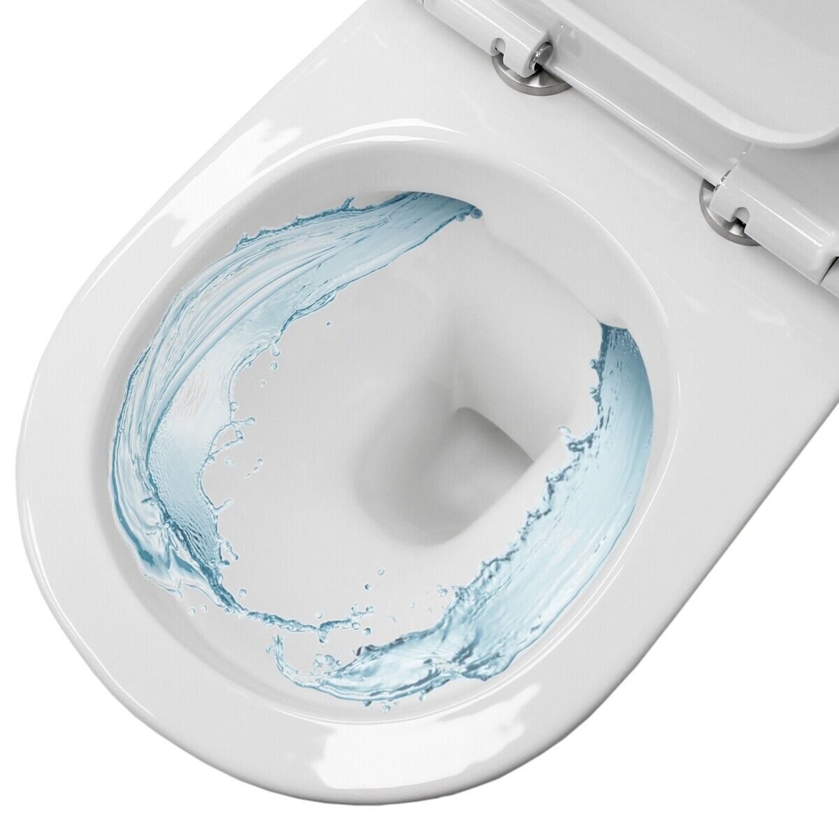 WC suspendu sans rebord, WC sans rebord à chasse d'eau avec siège à fermeture douce