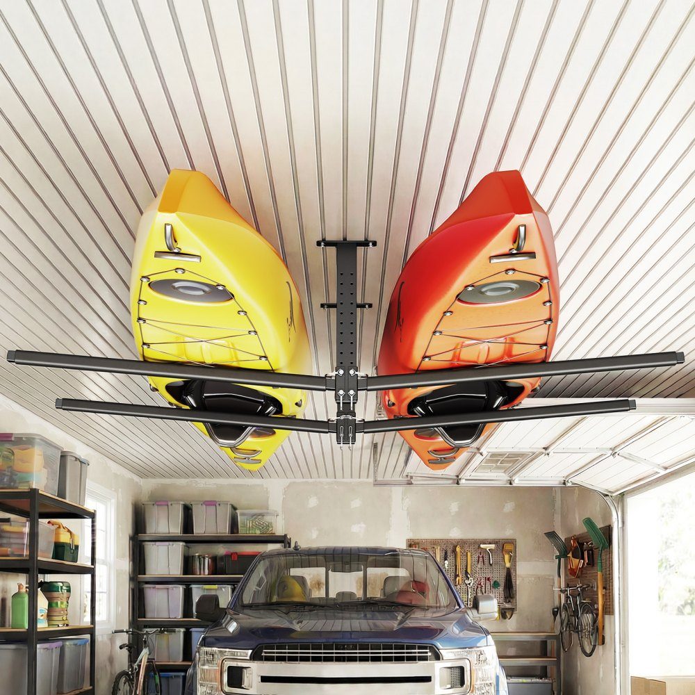 Kayak Storage Rack for 2 Kayaks/Canoes/Surfboards/Paddleboards, Kayak Stand, Ceiling Rack for Garage Mount, Adjustable Kayak Bracket (Ceiling Mount) with 250lb Load Capacity