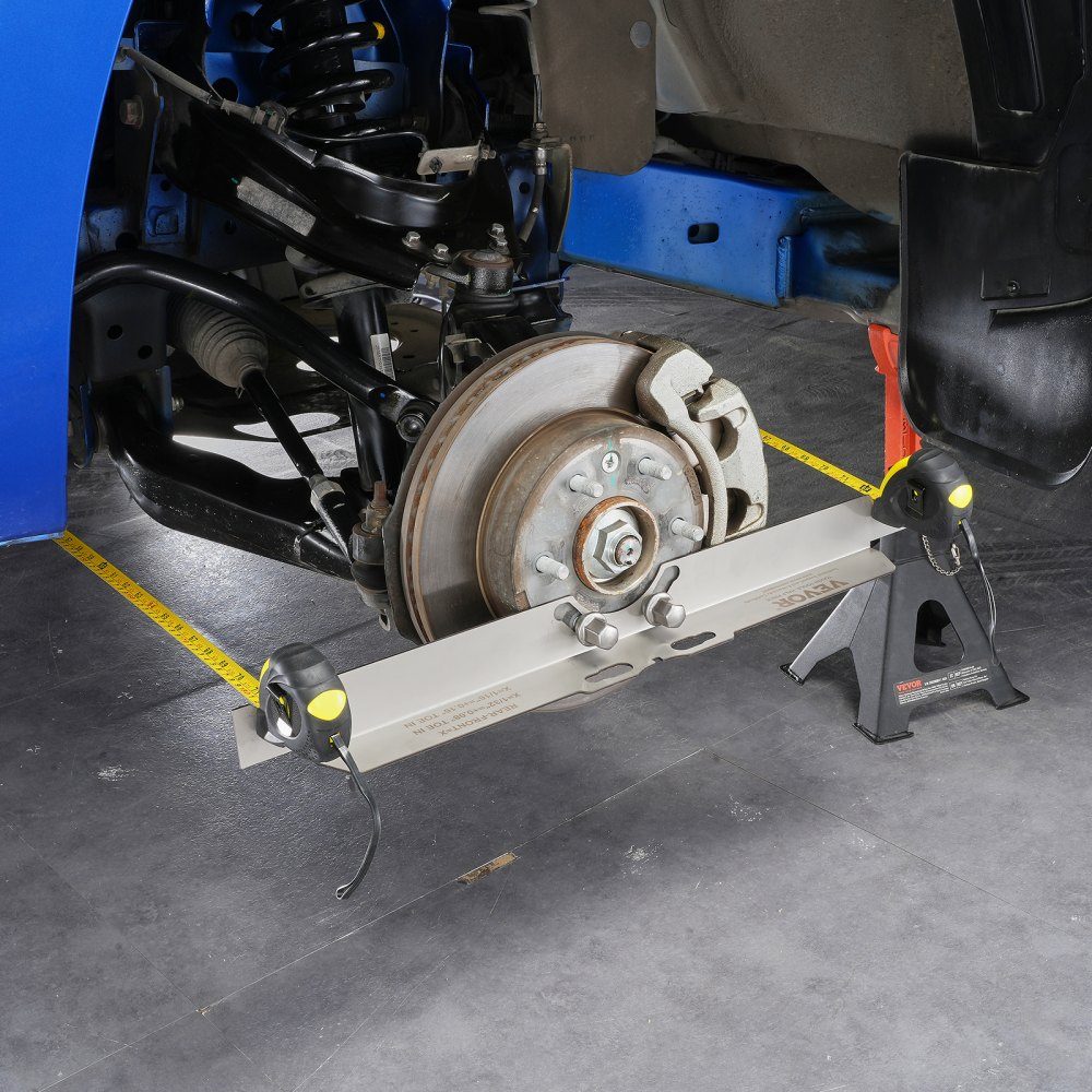 Wheel Alignment Tool, 2 Pack Wheel Alignment Track Plates, Stainless Steel Wheel Alignment Tool Plate, Accurate Track Angle Measurement, Includes 2 Tape Measures and Conversion Table