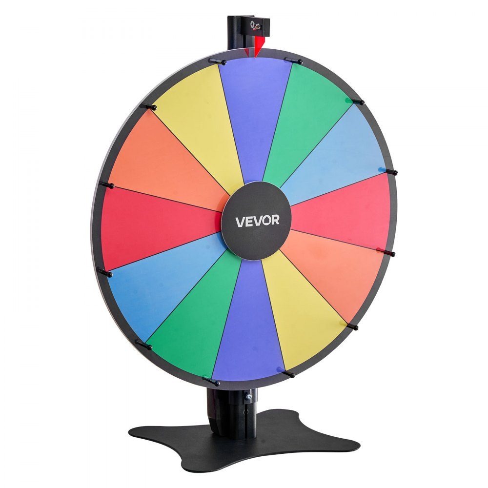 Glücksrad, 24-Zoll-Glücksrad zum Drehen, 12 Slots, Spinnrad mit Ständer, abwischbarer Oberfläche und 2 Markierungen, höhenverstellbarer Roulette-Spinner, Glücksspiel für Partys, Kneipen, Messen und Karneval