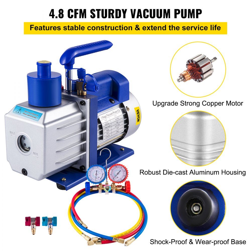 283 l/min (4,8 CFM) Vakuumpumpe, 249 W (1/3 PS) Vakuumpumpe, Vakuumausrüstungspumpe, 5 Pa Vakuumpumpe, Vakuumpumpe, Kühlschrank-Vakuumpumpe, Vakuumpumpe, Vakuumpumpe, Vakuumpumpe