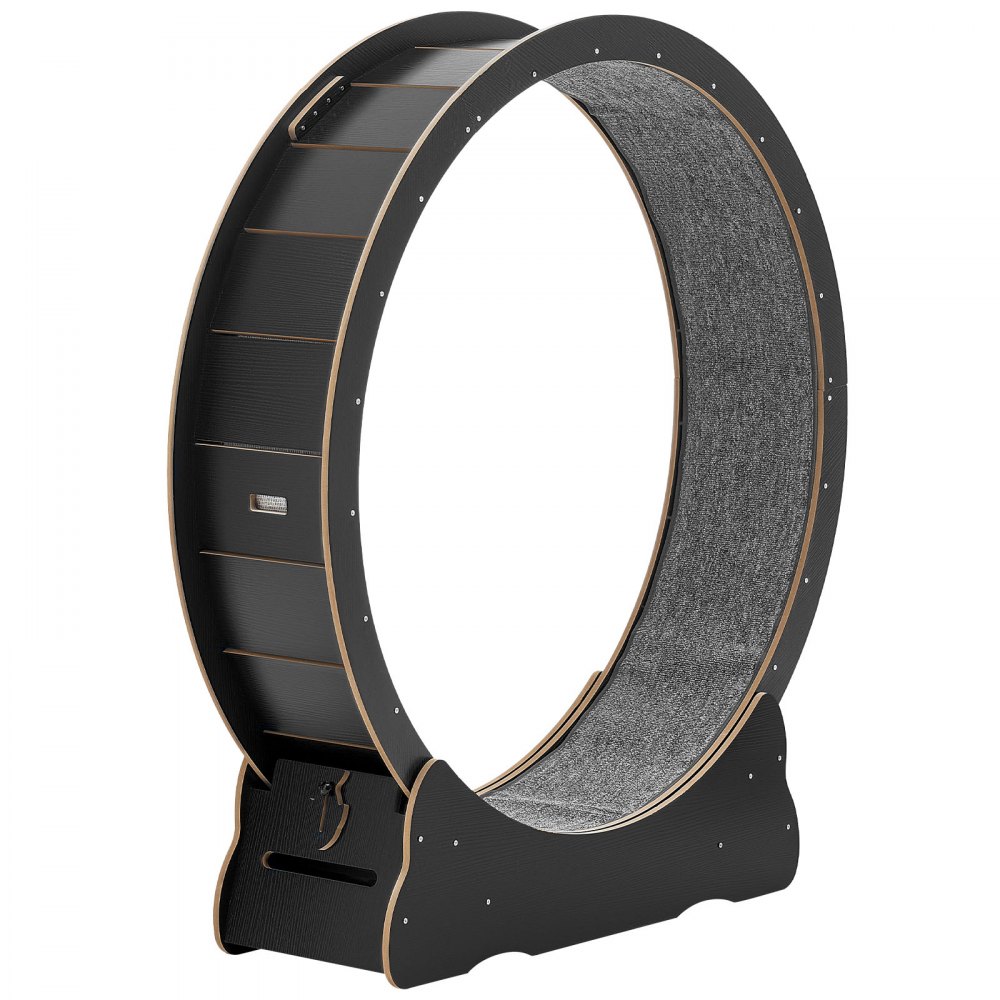 Roue d'exercice pour chat, diamètre intérieur 118 cm, roue d'exercice en bois pour chats jusqu'à 13,6 kg, tapis roulant pour chat avec bande de roulement en tapis et mécanisme de verrouillage, jouet silencieux pour chat d'intérieur, noir Roue d'exercice pour chat, diamètre intérieur 118 cm, roue d'exercice en bois pour chats jusqu'à 13,6 kg, tapis roulant pour chat avec bande de roulement en tapis et mécanisme de verrouillage, jouet silencieux pour chat d'intérieur, noir