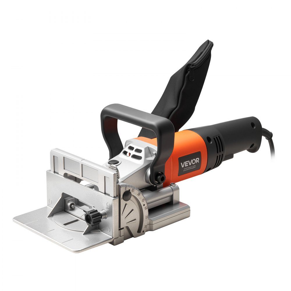 Flachdübelfräse, 5,9 A, 230 V Netzbetrieb, Nutfräse mit 760-W-Motor (11.600 U/min), Hartmetall-Fräskopf, Staubbeutel, Winkel & Tiefe verstellbar, für die Holzbearbeitung