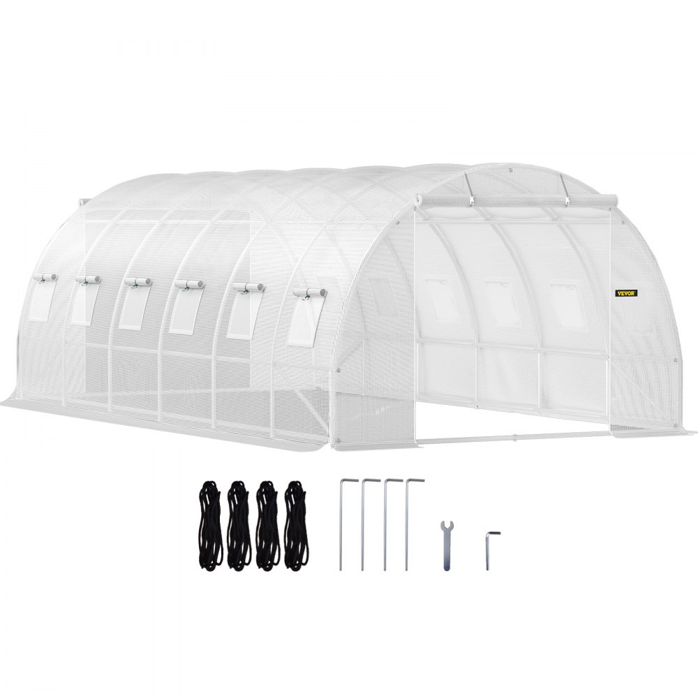 Foil greenhouse 6.1x3x2.1m arched roof greenhouse galvanized steel frame 140 g/cm³ PE mobile greenhouse waterproof and UV-resistant cold frame suitable for growing vegetables flowers plants