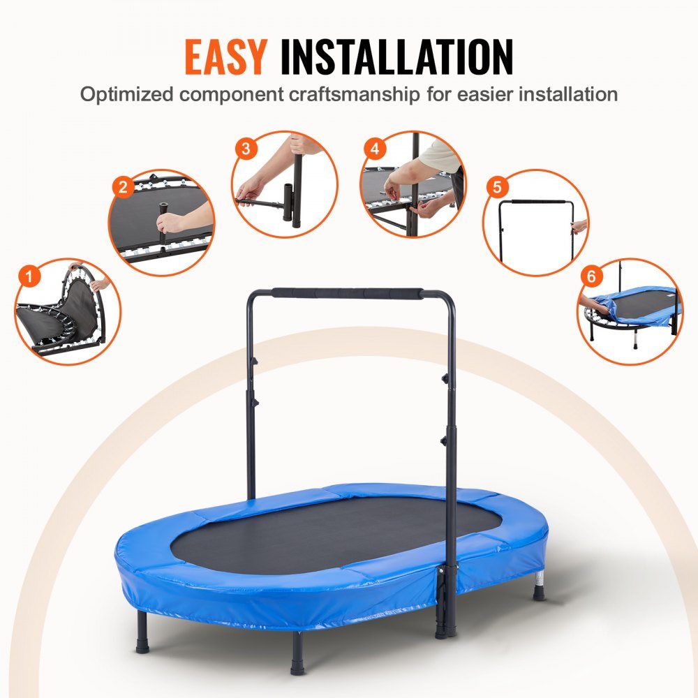 Kids Trampoline Indoor/Outdoor Trampoline, Foldable Mini Trampoline with Handle, Rebounder Trampoline, Garden Trampoline for Toddlers, Birthday Gift for Kids Ages 3 and Up for Fun, Blue