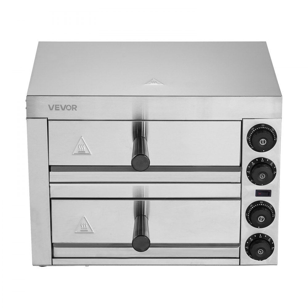12" 1700W Electric Pizza Oven with temperature control and 0-60 minute timer, even baking technology and easy to clean crumb tray, ideal for commercial and residential kitchens