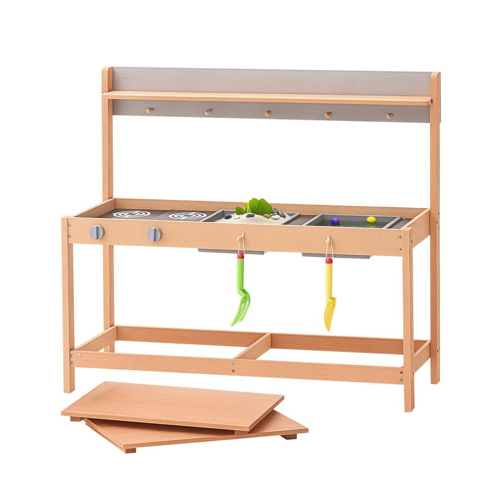 Mud kitchen 1000x360x885 mm, children's kitchen, wooden toy play kitchen set with accessories, outdoor play set, role play outdoor kitchen for boys and girls, toddler play kitchen with stove and sink