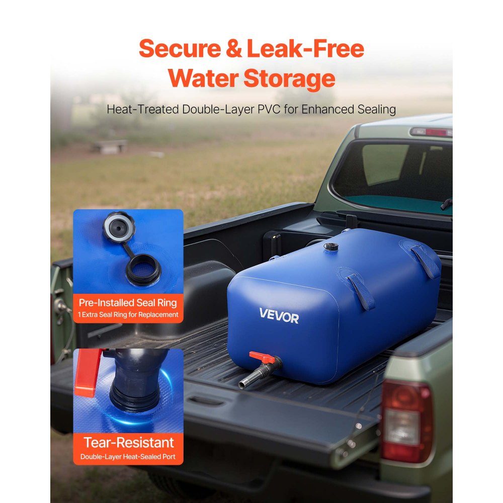 Water Storage Bladder, 113L PVC Soft Water Bag, Water Storage Container, Leak-proof and Wear-resistant RV Water Tank for Outdoor RV Truck Irrigation