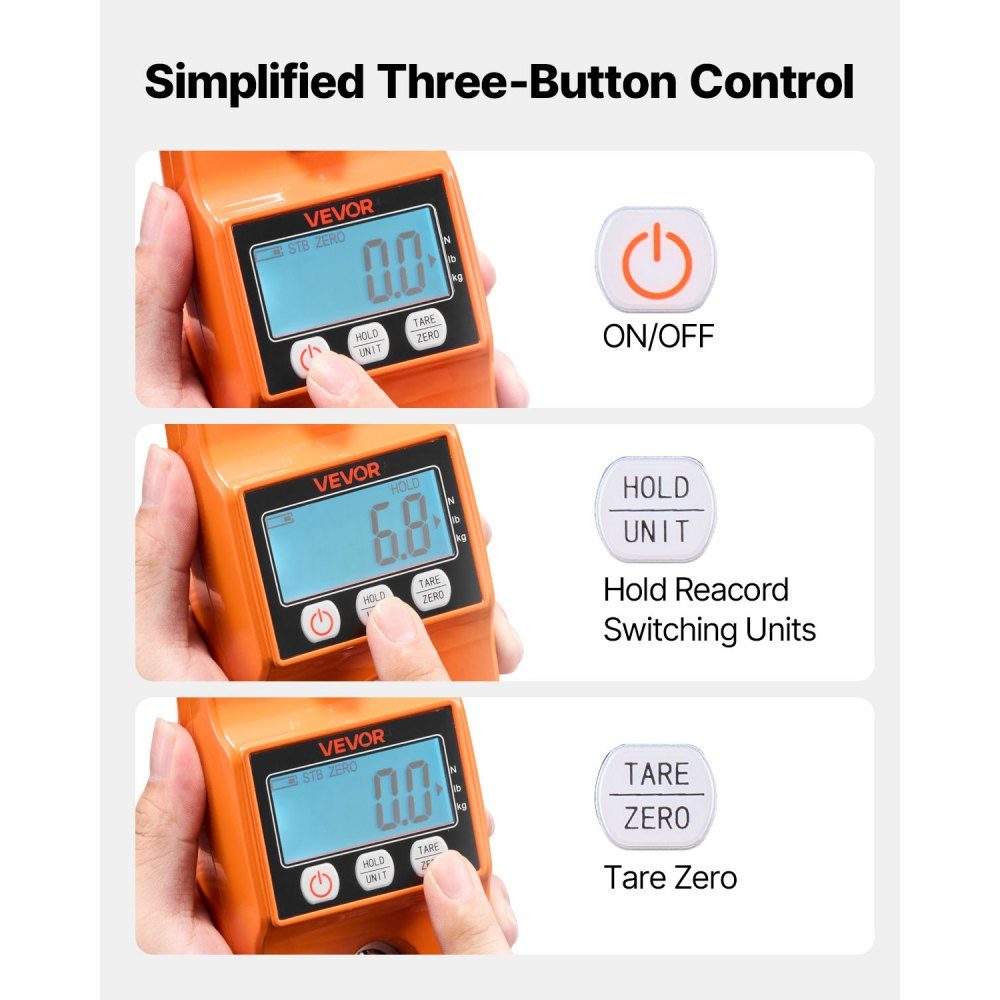 Crane scale 400 kg, digital hanging scale with cast aluminum housing & LCD, game scale 100 g division & 3-stage display, pull scale fish scale, suitable for agriculture, hunting & fishing