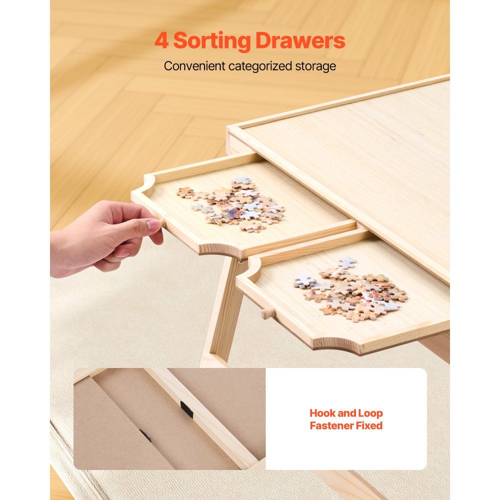 1500 Piece Puzzle Board with 4 Drawers Cover and Folding Legs Portable Puzzle Table (865x635mm) Puzzle Accessories for Adults Puzzle Storage System Puzzle Boards